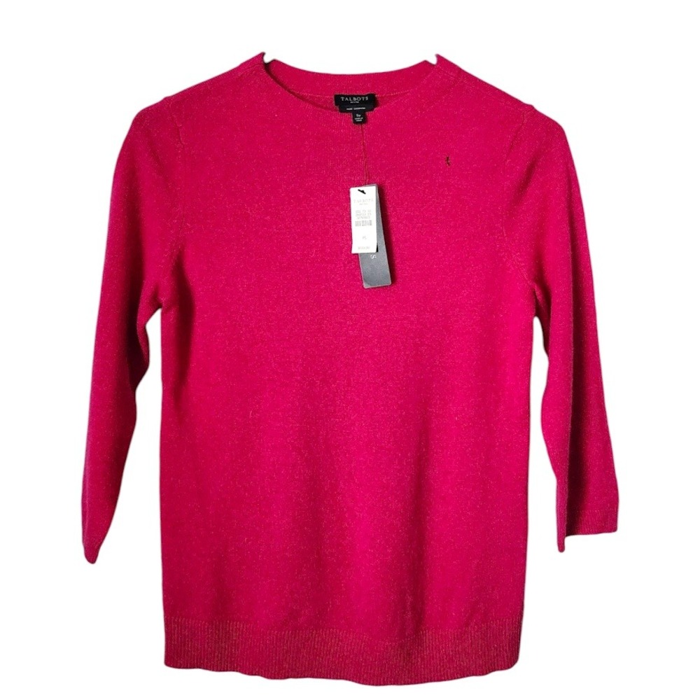 TALBOTS 100% Cashmere‎ knit sweater in magenta pink size SP NEW